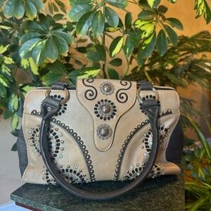 Elegant Tan and Black Women's Handbag